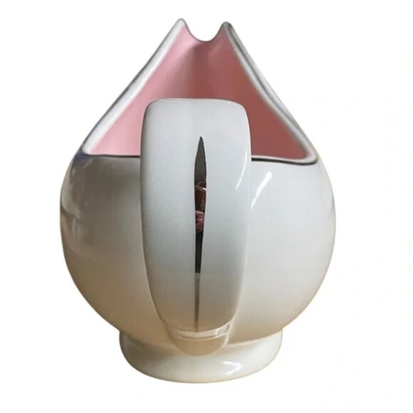 Vtg 50’s Taylor Smith & Taylor “Pink Rose” on White gravy boat ceramic - Picture 5 of 13